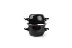 mosselpot geëmailleerd met schelpdeksel dia 120mm (binnen)